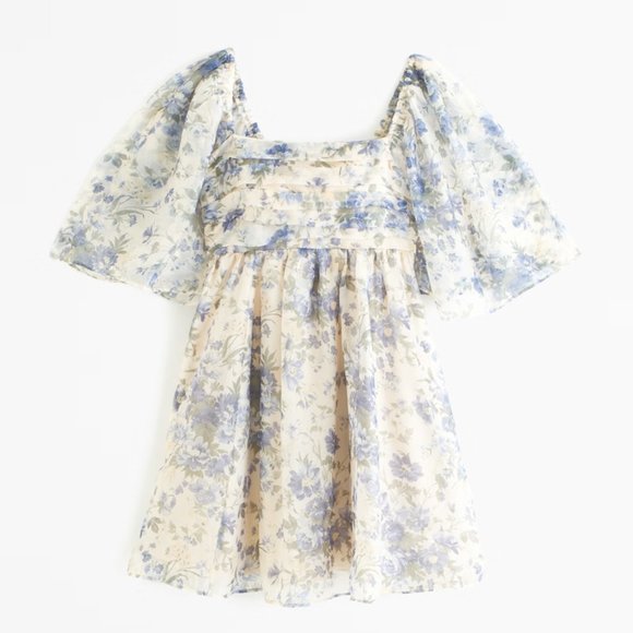 Abercrombie & Fitch - Emerson Angel Sleeve Mini Dress, Cream Floral, Small - Picture 5 of 5